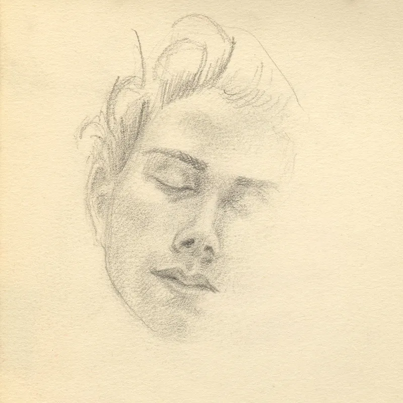 Schets van Haakon door zijn vrouw Mieke.